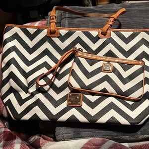 Gently Used Dooney & Bourke Chevron Tote and Wrislet